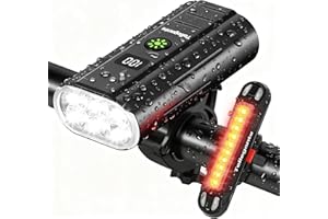 TELLEGANTE Super Bright 6 LED Bike Lights, 6400mAh USB C Rechargeable Bicycle Lights, Bike Lights Front and Back, Red/Blue Bike Taillight, Power Bank Function, IPX6 Waterproof & Aluminum Alloy for Road Mountain