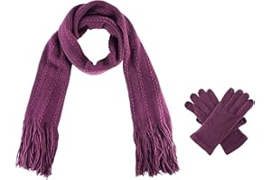 BRUCERIVER Women's Ultra Soft Knit Scarf & Glove Set Touchscreen Function Cashmere Feel