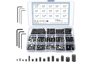 KOXXIAMOQ Zestaw 786 metrycznych śrub oczkowych, śruby z łbem sześciokątnym, śruby z łbem sześciokątnym, elementy mocujące do klamek drzwi, M2,5, M3, M4, M5, M6, M8 (786)