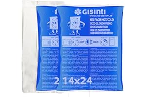 Gisinti Kit gel glace réutilisable gel glace réutilisable chaud froid fabriqué en Italie enveloppe gel congélateur et micro-ondes + sac en tissu (2 pièces Maxi)