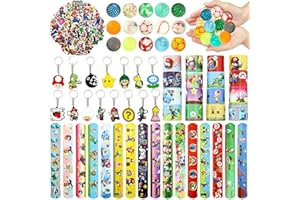 HEARTSKING 96 Pcs Gadget Compleanno, Regalo 16 Super Braccialetti 15 Palla Rimbalzante 15 Portachiavi 50 Adesivi Regalini Fine Festa Giochi Forniture per Feste a Tema Bomboniere per Bambini Ragazzi Ragazze