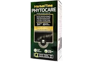 Herbal Time Phytocare Tinte Permanente para el Cabello Color Negro 1N | Kit Tinte Natural Pelo Profesional | Nutre y Protege Tu Cabello | Sin Amoníaco, PPD y SLS | 124.5 ml