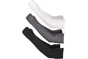 BEMEMO 3 Pairs Arm Warmers Long Fingerless Gloves Knit Wrist Warmers with Thumb Hole for Women Girls