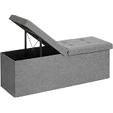SONGMICS Depolama Alanlı Tabure, 110 x 38 x 38 cm, 300 kg'a Kadar Dayanıklı, A&ccedil;ık Gri LSF71G
