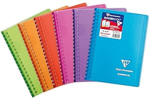 Clairefontaine 341601C Un Carnet à Spirale Koverbook - 11x17 cm - 100 Pages Petits Carreaux - Papier Blanc 90 g - Couverture Enveloppante Polypro - Couleur Aléatoire