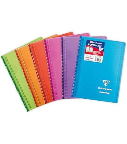 Clairefontaine 8606C Pak met 5 Notitieboekjes met Spiraalbinding - 11x17 cm - 180 Pagina's Gelijnd - Wit Papier 90 g - Omslag Gecoat Karton - Willekeurige Kleuren