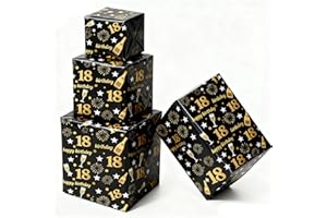 Jatidne 18th Birthday Wrapping Paper Recyclable with Ribbon Gift Wrap Eco Birhtday Paper Pack of 6