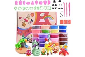 HellDoler 36 Vasetti Plastilina Bambini Kit, Argilla Polimerica,Dido per Bambini, Argilla Magica Arti e Mestieri per Modellare Creativa Fai da Te con Strumenti,Accessori per Creare Animali