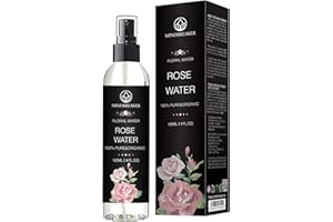MINDBREAKER Organiczna woda różana — klasa terapeutyczna, czysta, bułgarska, bez heksanów, bez alkoholu — najlepsza do toniku do twarzy, skóry, włosów, pielęgnacji ciała, sprayu podróżnego — rozpylacz do delikatnej mgiełki (120 ml)