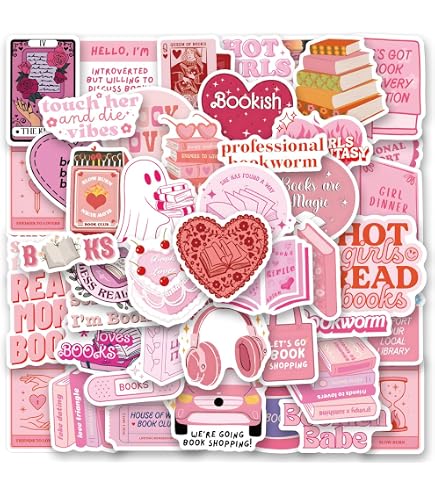 120 Adesivi Rosa A Tema Libri – Impermeabili, Antigraffio, Per Scrapbooking, Laptop, Borracce E Regali Creativi