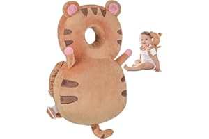 Huiguli Ochraniacz na głowę dziecka, regulowana ochrona głowy dziecka, podkładka ochronna na głowę dziecka 4-24 miesiące raczkowania, tygrys