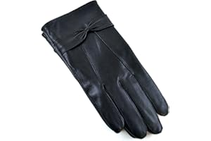 Rjm Ladies Lined Sheepskin Leather Gloves With Bow