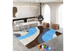 RXIBEFUW Kit Tapis au Point Noué Tapis noué à Nouer soi-même 90 x 120 cm Kit de Broderie au Point de Croix Kit Tapis de Crochet de Verrouillage Coussins de Fabrication de Tapis Crochet à la Main Kits Tapis