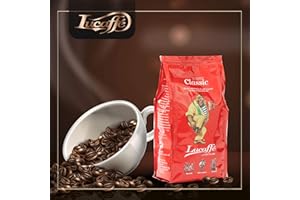 LUCAFFÈ Grains de café classique café en grains 700gr sac sauve l'arôme grains de café 80% de café arabica 20% robuste, goût sucré, arôme grillé notes de noisette, corps doux