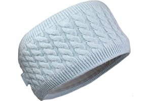‎EVER BLOOM Ever Bloom Damen Winter Stirnband, Gestricktes Haarband Zopfmuster, Mädchen Ohrenwärmer gefüttert mit Fleece Innenfutter, Warmes Kopfband für Wandern Joggen Freizeit, Winter Stirnband:Hell Blau