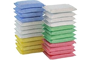 SSyang 20Pcs Spugne per Pulizia Della Cucina,Spugna da Cucina in Cellulosa Spugna Detergente Antigraffio Spugnette Cucina Colorate,per Auto Cucina Bagno e Pulizia dei Vetri(Colore Misto)