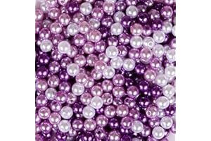 Naler 500pcs Art Pearls, Size 6mm Pearl Beads Charms for Art Craft Christmas Decorations Jewelry Making DIY, 4 Colors (Purple Series)