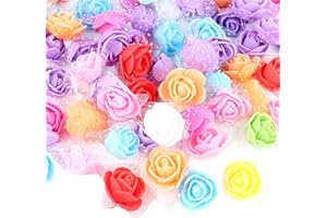 VINFUTUR 200 Pz Rose Artificiali Rose Finte Schiuma Fiori Artificiali con Organza per Bouquet da Sposa DIY Matrimoni Valentine's Day Decorazioni di Festa Casa Nozze