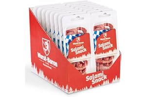 ‎PIKANTEN WURSTBARON® - Salami Mini Brezn - Original Wurst Snack Brezeln aus Bayern - Karton mit 16 Packungen je 50 g - Snackbox Sticks