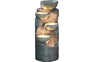 Dehner trädgårdsfontän Salo med LED-belysning, ca 81 x 34 x 33 cm, polyharts