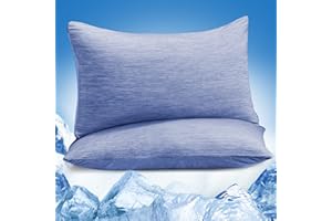 ‎MARCHPOWER Marchpower 2-piece cooling cushion cover 40 x 80 cm, 100% cotton, with Japanese Q-Max > 0.43 Arc-Chill cooling fibre, super soft pillow case, hair and skin care with zip, blue