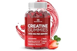 RECALIBRATE ME RM Creatine Gummies 3000mg - 60 Chewable Pre Workout Gummies (Strawberry Flavour) - Creatine Monohydrate Gummies - Creatine Preworkout Gym Supplement for Men & Women - Vegan & Gluten Free