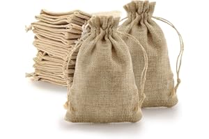 Dekewe 25 Stück Jutesäckchen Klein mit Kordelzug, Jute Geschenktüten, Jutebeutel Stoffbeutel Klein, Geschenktüte Kleine für Hochzeit, Weihnachten, Ramadan