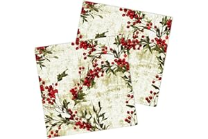 HNH Weihnachten Servietten 50 Stück Stechpalme Kirsche Papierservietten Party Servierten 33 x 33 cm Weihnachtsservietten