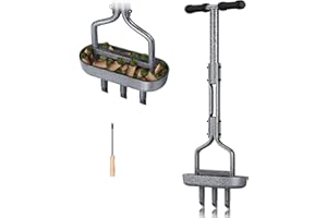 Aerateur Gazon Manuel, EEIEER Aérateurs de Gazon Manuels Carotteuse Gazon Aérateur de Pelouse Scarificateur Gazon Manuel Aérateur Gazon Aerateur Pelouse avec Bac de Rangement et Outils de Jardin