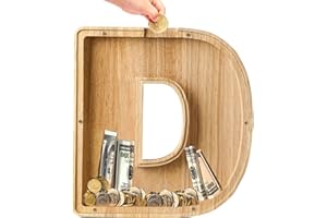 Bemaystar Wooden Letter-Money-Box Piggy-Bank Initial Letters Kids Money Box Coin Bank Birthday Gift