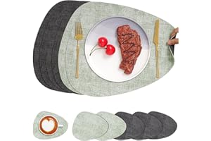 Chitomars Placemats and Coaster Set of 6, Place Mats Table Mats Coffee Mats Placemats set of 6 Triangle Waterproof Wipeable Dual Sided Kitchen Heat Resistant Non-Slip Washable