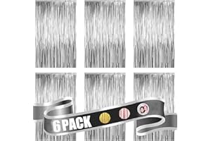 LIVESTN Rideaux à Franges en Feuille, 6 Pièces Rideau Métallique de Frange Rideaux à Franges Brillants Tinsel Shimmer Rideaux Shimmer Porte Fenêtre Toile de Fond pour Photos de Décoration Fête (argent)