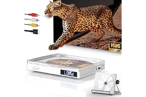 MAITE Mini odtwarzacz DVD do telewizora, 1080P HDMI, NTSC/PAL, z AUX/AV/USB, pilotem zdalnym i stojakiem (biały)