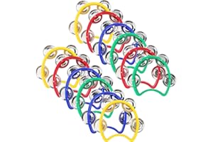 KEILEOHO 12 PCS Half Moon Hand Tambourine, Plastic Tambourine with Bells for Home Party Uses