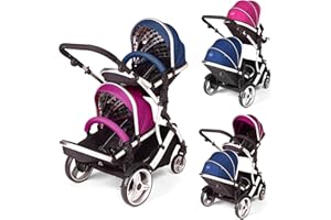 Kids Kargo Hybrid Pram Double Pushchair (Raspberry and Blueberry)