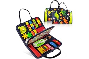 LearnToy Montessori Busy Board for Toddlers 3-5 Years, Preschool Learning & Travel Toy, Fine Motor Skills Educational Sensory Development Board for Kids