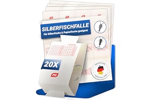 PIC Silberfischfalle 20x - 100% Giftfrei - Mittel gegen Silberfische mit Starkem Kleber - Für Haushalte mit Kindern & Haustieren - Effektiv gegen Papierfischchen zur Befallskontrolle