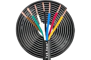 DARKGUARD Cable de Pilotos Remolque 7 Polos 0,5mm², 10M Cable Electrónico de Remolque 12V/24V, Flexible Alambre de Cobre para Caravana Camping y Vehículo Luces LED, Aprobación RoHs Reach