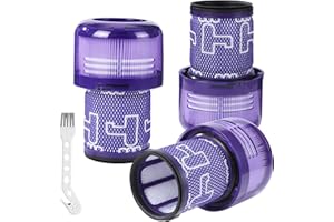 CAIXINYI 3 Filtre pour Dyson V12, plus 1 brosse avec crochet, pour Dyson V12 Detect Slim Absolute, pour Slim Absolute, Filtre HEPA lavable, Remplacer # 971517-01