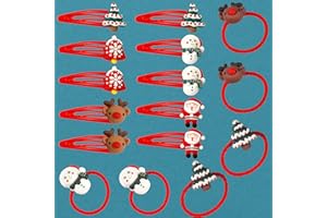 QUOHE Fermagli Accessori per Capelli Natale, 16 Pezzi Mollette Elastici per Capelli di Natalizi Forcine Pinzette Capelli, Regalo Decorazione per Capelli Natalizie per Bambina Bambini Ragazze Donne (Rosso)