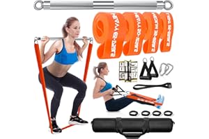 ‎DASKING DASKING Fitnessbänder Krafttraining mit Stange, Resistance Bands Set - 4 Widerstandsbänder, Detachable Fitness Bar, Griffe für Klimmzug Bänder - Fitnessgeräte für Zuhause, Home Gym Sports Equipment
