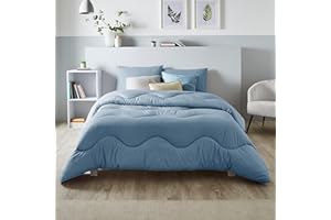 Night Lark - Coverless Duvet - 4.5 Tog - King - Linen Collection - Soft Touch Luxury Bedding - Machine Washable - Hypoallergenic - Twilight Blue