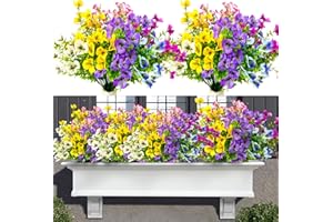 ‎JADEUNM 6 Bündel Künstliche Blumen Pflanzen,Kunstblumen wie Echt Outdoor Wetterfest Kunstpflanzen Außen UV-beständig Balkonpflanze Plastikblumen für Balkon Garten Balkonkasten Blumenkasten Außenbereich