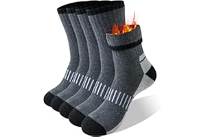 Hocerlu Thermal Socks for Men, 5 Pairs Thick Cushioning Winter Outdoor Sports Warm Boot Socks for Work Walking Hiking, Daily Wear or Gifts, UK 6-11.