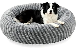 Pawk Hundebett Mittelgroße Hunde, Große Katzenbett Flauschig, Hundekorb Waschbar Abnehmbar, Rund Hundebett rutschfest Füllung Granulat und Memory-Schaum, 76x76x20cm