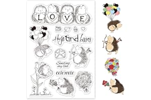 GLOBLELAND Valentine's Day Clear Stamps Hedgehog Silicone Stamp Cards Transparent Stamp Seal for Card Making Photo Album Decoration DIY Scrapbooking