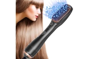 LESCOLTON Cepillo Alisador Express de Aire Caliente 1288 con generador de Iones que reduce la electricidad estática y el encrespamiento. Función 3 en 1 alisa el cabello mientras lo seca. (Black)