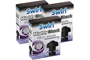 Swirl Black Fabric Sheets for Dark Cloth - Restoring Colors, Travel Wash Compatible, Revive Cloth Colour Run Protection, 3 Pack + Cheeroo Magnet
