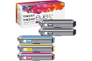 ejet 5 Pack TN241 TN245 Toner Cartridges for Brother TN-241 TN-245 for Brother DCP-9020CDW DCP-9015CDW HL-3140CW HL-3150CDW HL-3170CDW MFC-9330CDW MFC-9340CDW (2 Black/1 Cyan/1 Magenta/1 Yellow)