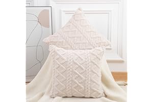 Madizz Lot de 2 Doux Peluche Laine Courte Toison Décoratif Housses de Coussin Luxe Style pour canapé Chambre Beige grisâtre 50 x 50 cm